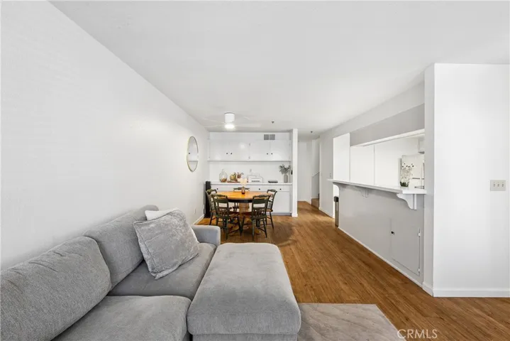 View towards dining and kitchen