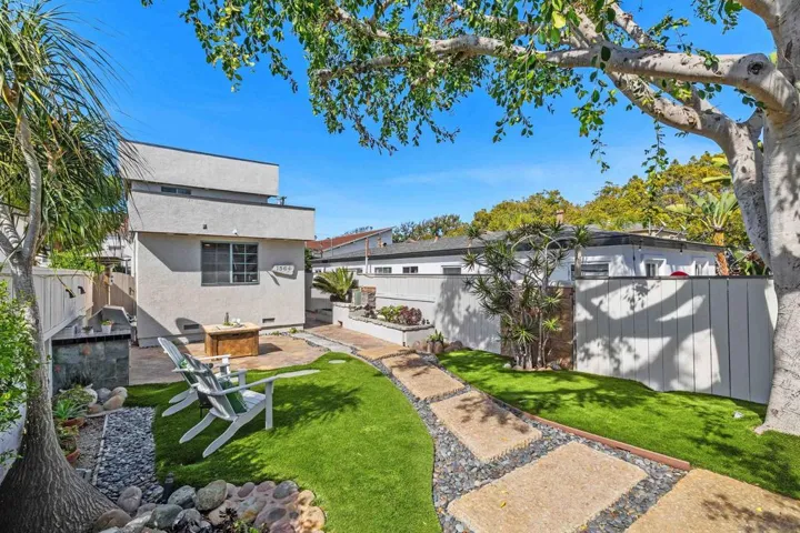 Inviting coastal curb appeal with private gated entry, lush mature landscaping, and a welcoming front yard that sets the tone for relaxed beach living. Beautifully maintained and full of charm, offers privacy, warmth, a prime location near beach.