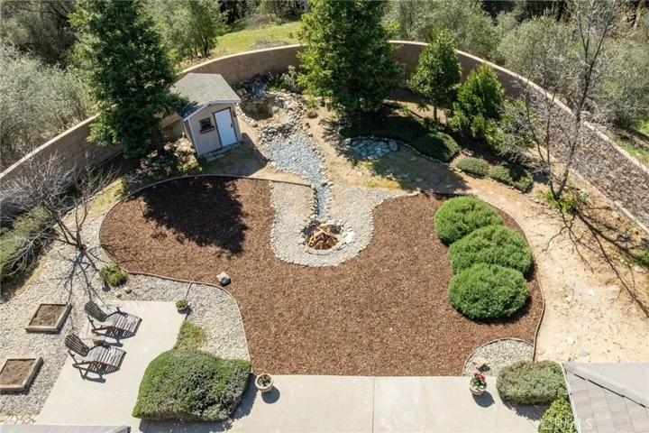 aerial view of backyard