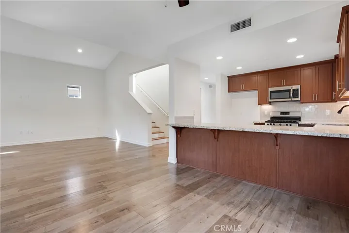 Dining area, kitchen and living room