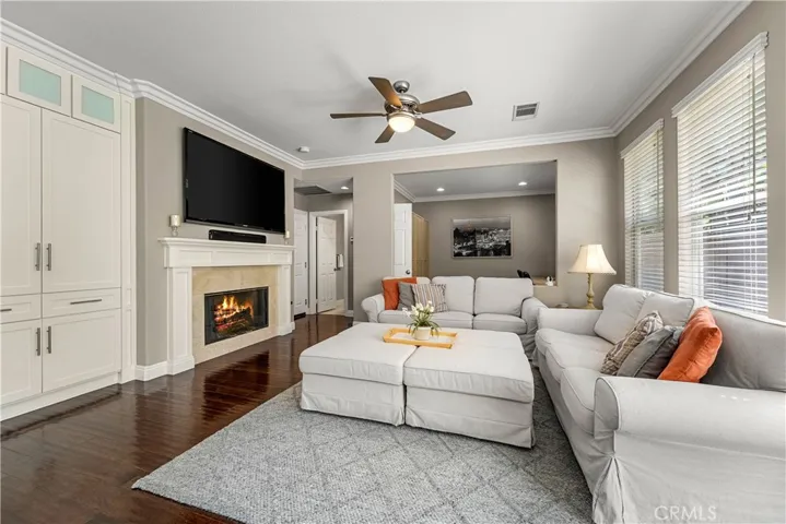 Family room looking into the office/optional 4th bedroom. Fire has been digitally added to the fireplace