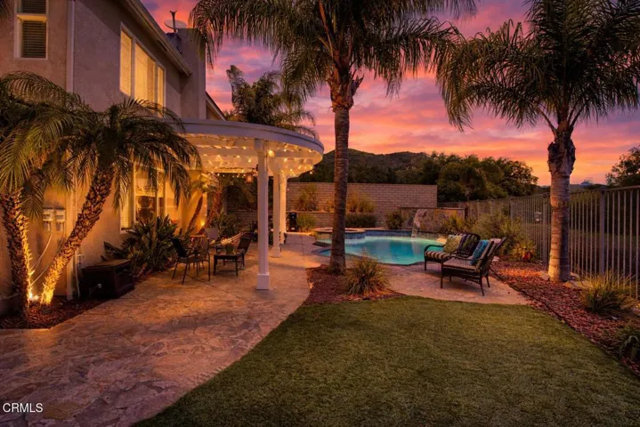 Virtual twilight shot of back yard