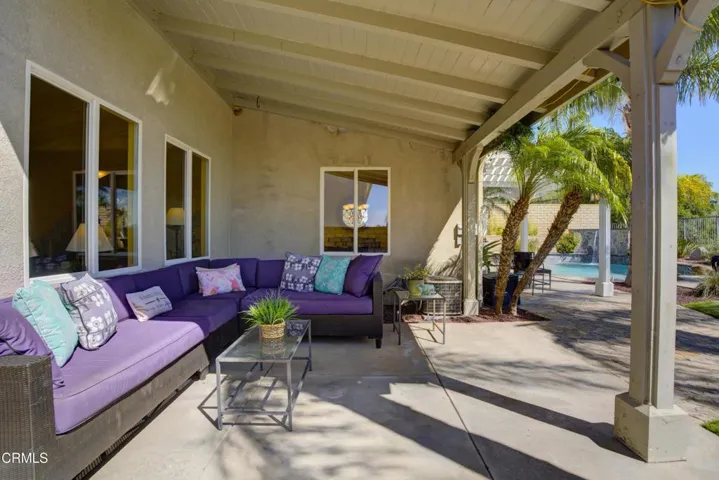 Covered patio viewed from living room