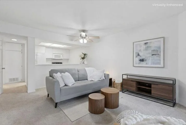 Virtually staged with wall picture and side table