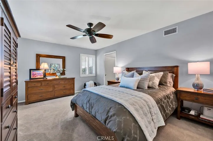 Primary bedroom, with closet area & private 3/4 bath