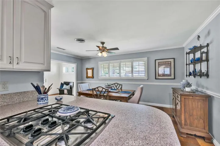 Kitchen with view of dining
