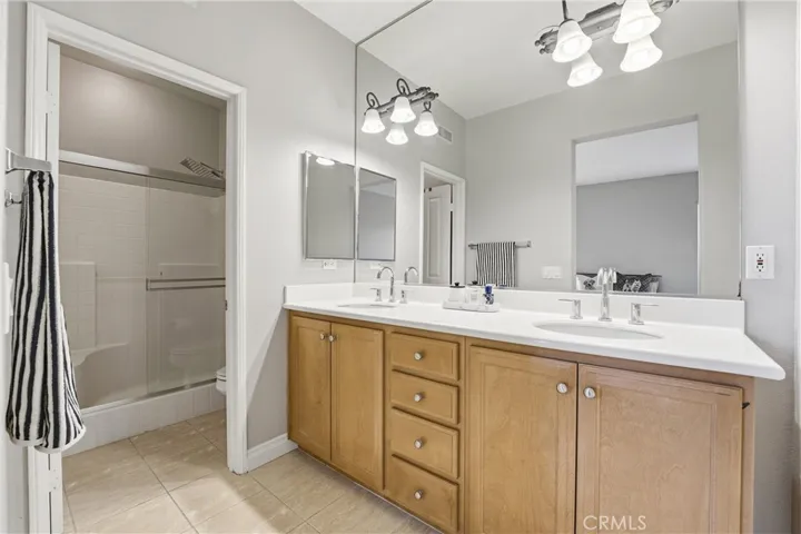 Primary bathroom with dual sinks