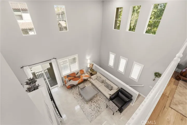 Upper-level view overlooking the great room