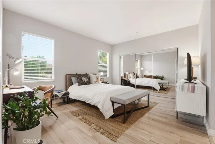 Light-filled primary suite on the upper level