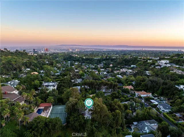Sunset View aerial with the property indicator.
