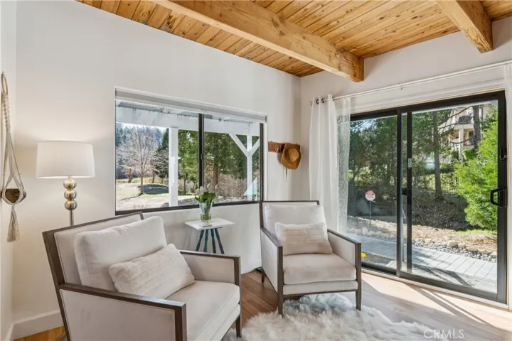 Even has a sitting area to enjoy the fireplace