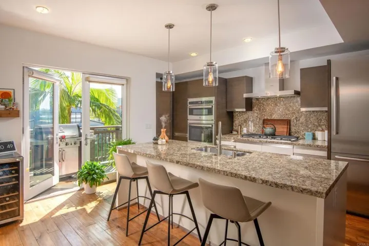 Kitchen with east facing patio