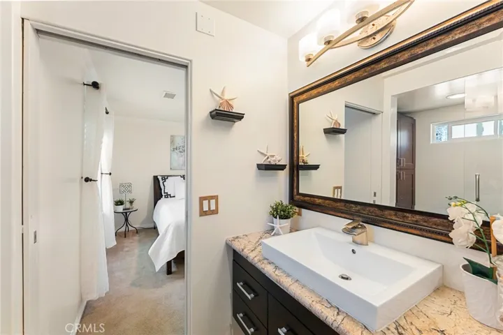 Primary Bathroom Looking Back at Bedroom