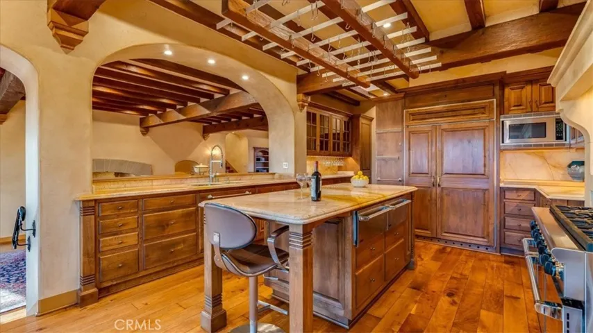 Stainless Steel sinks overlook the living area.
