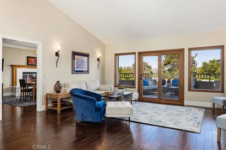 View of the open living room from the front door.