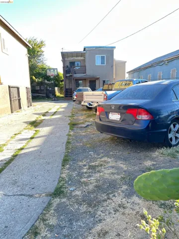 Duplex building with parking spaces