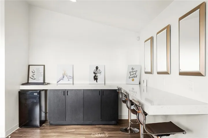 Bride staging area with makeup vanity