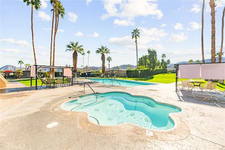 Enjoy a dip in the year round heated spa.