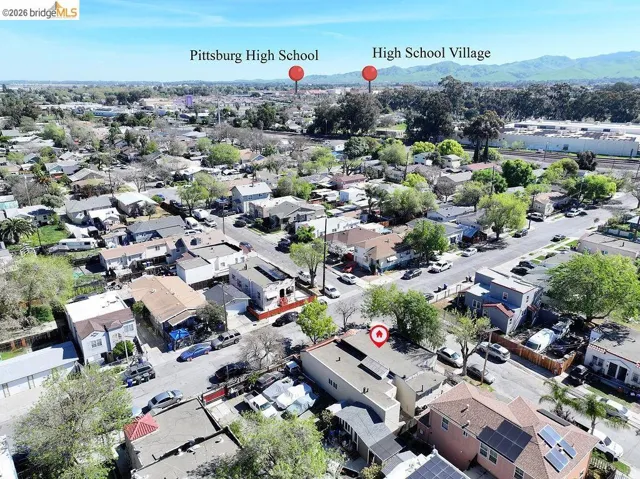 Aerial perspective of suburban area