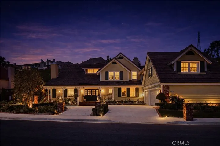 Twilight brings added warmth to this beautiful home.
