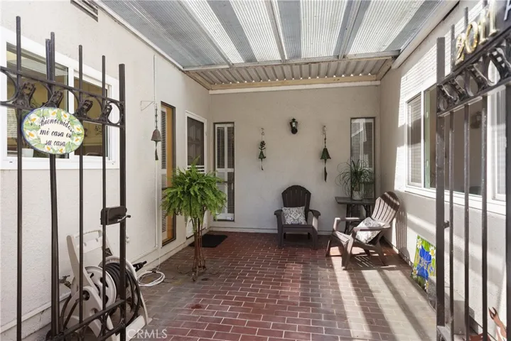 Gated front patio, entrance