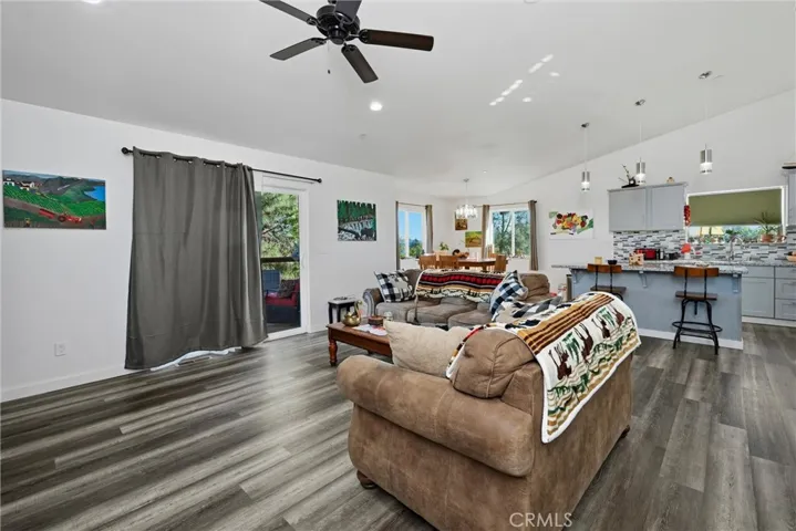 Spacious living room with deck access