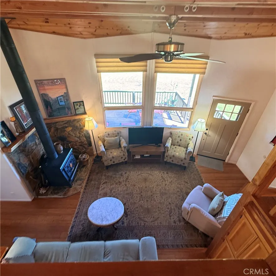 Living room looking down from the loft.