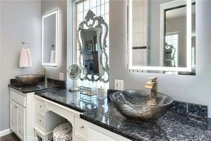 primary bathroom custom double sinks