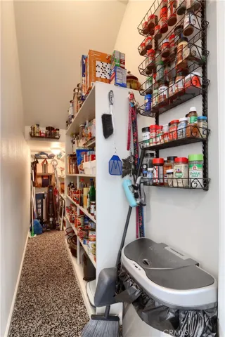 pantry curves around lots of storage