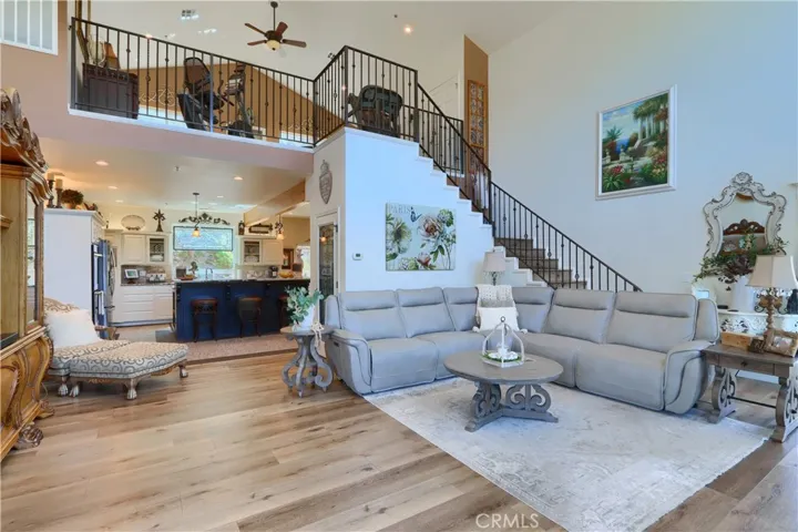 large loft overlooking living area with great mountain views