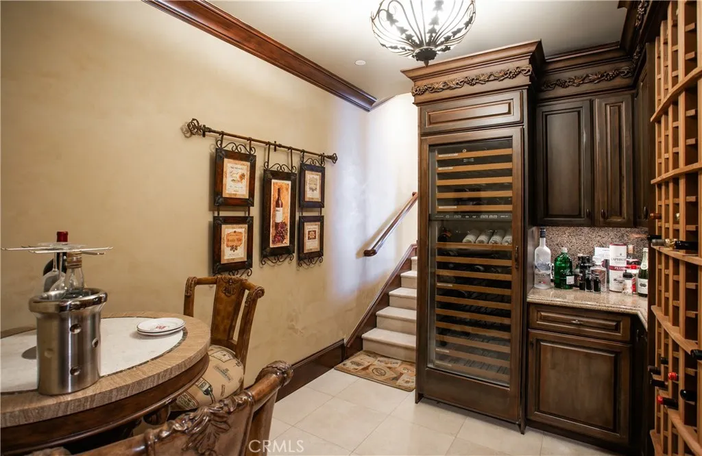 Lower level wine cellar