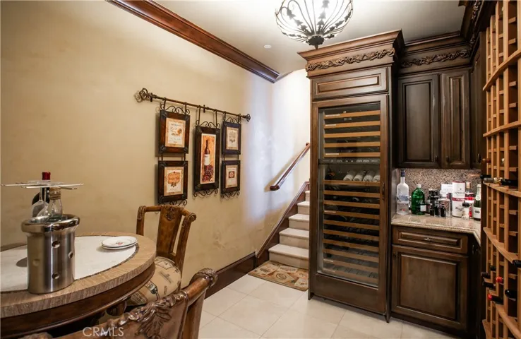 Lower level wine cellar