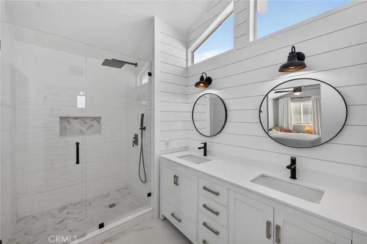 Shiplap accent walls, fresh paint, light and bright.