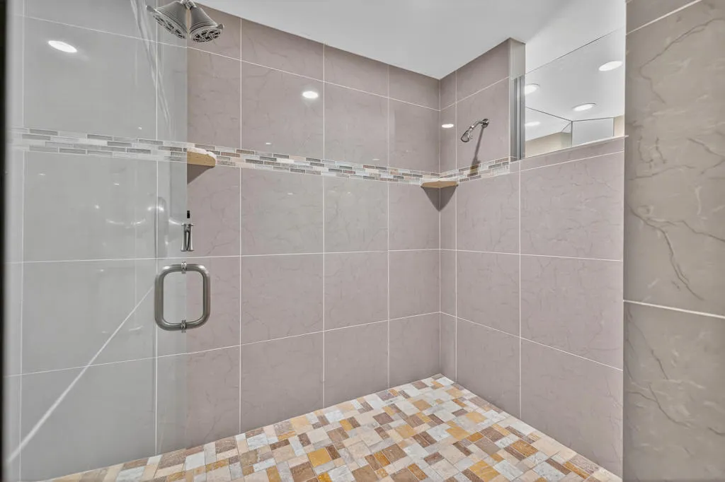 26 room 1  blue bed shower