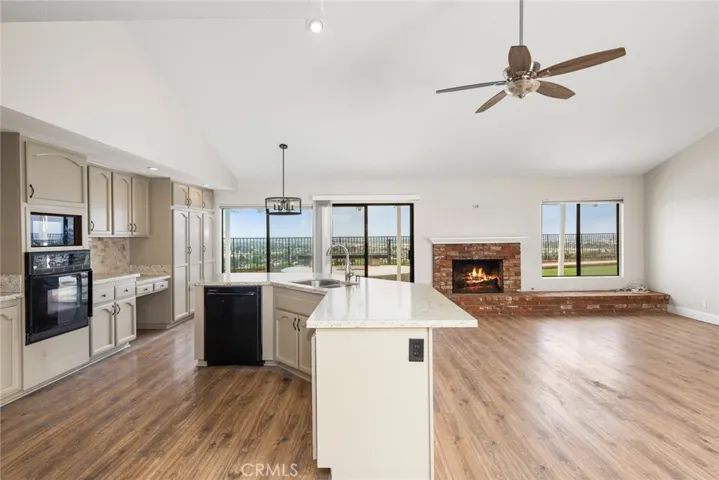 kitchen and family room