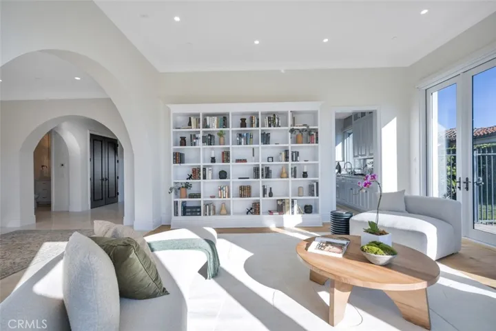 Living Room with Custom Built In Bookcase