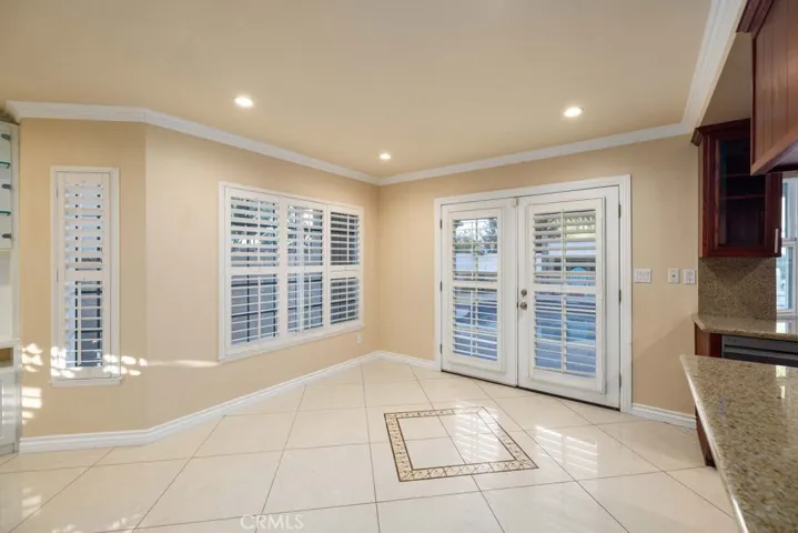 One of two French doors to backyard