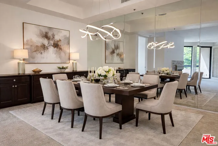 Dining area digitally staged