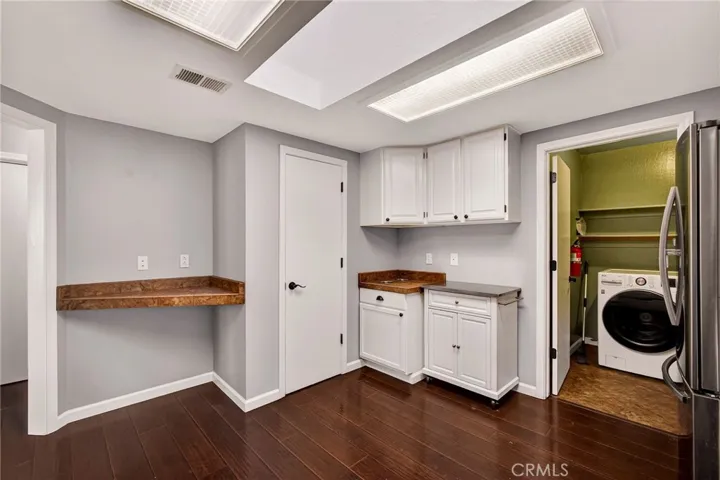 xtra counter space & custom trash bin in corner