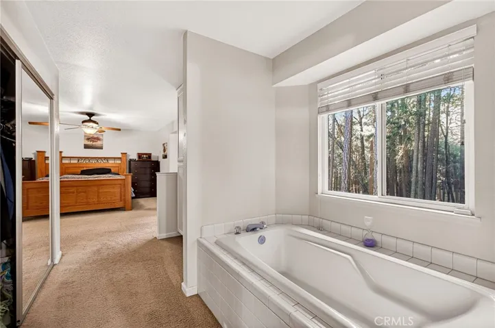 Soaking tub with view in mstr suite