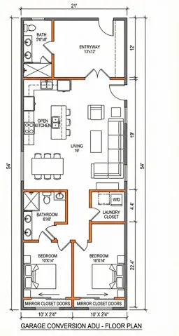 Proposed ADU  bed floor plan for sample purposes only (not approved)
