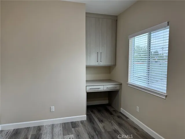 bedroom with built in desk in ADU