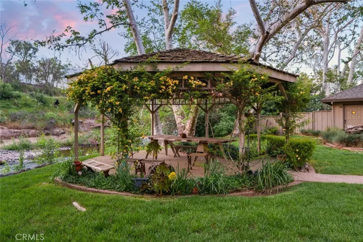 Beautiful, large gazebo over looking the creek.