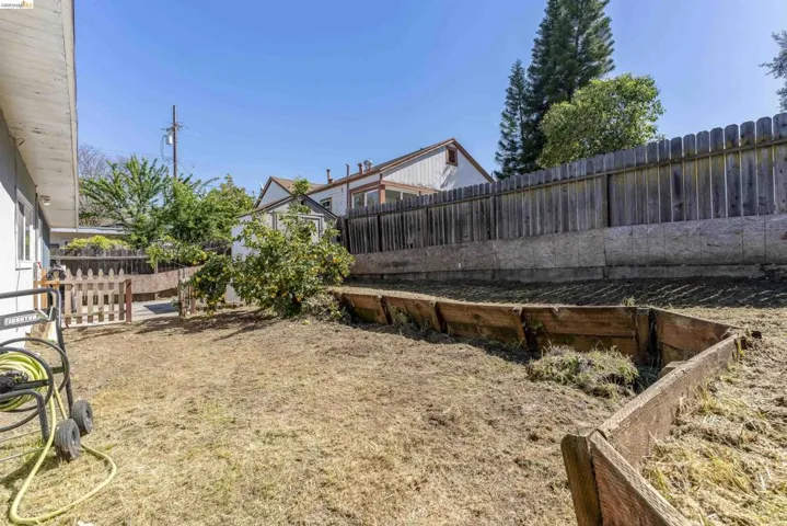 View of fenced backyard