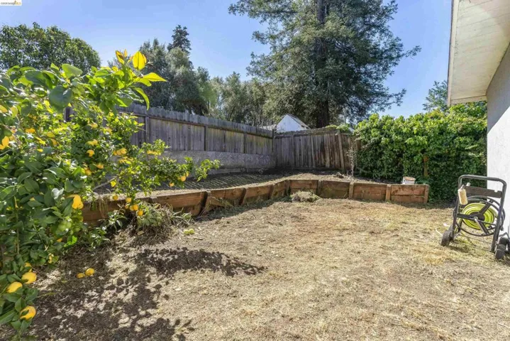 View of fenced backyard