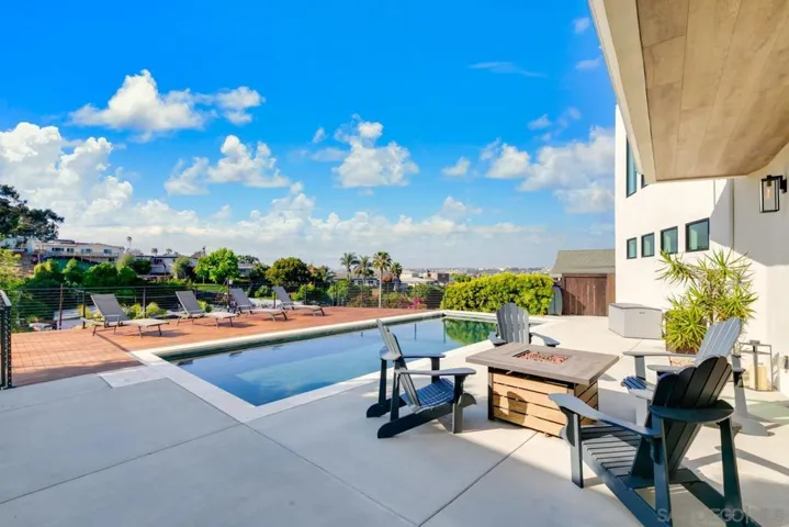 Heated salt water pool & large open patio