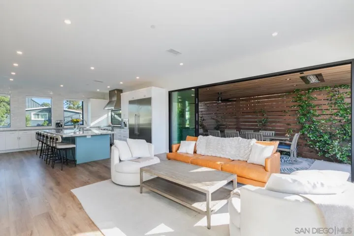 Spacious living room opening up to the covered patio!