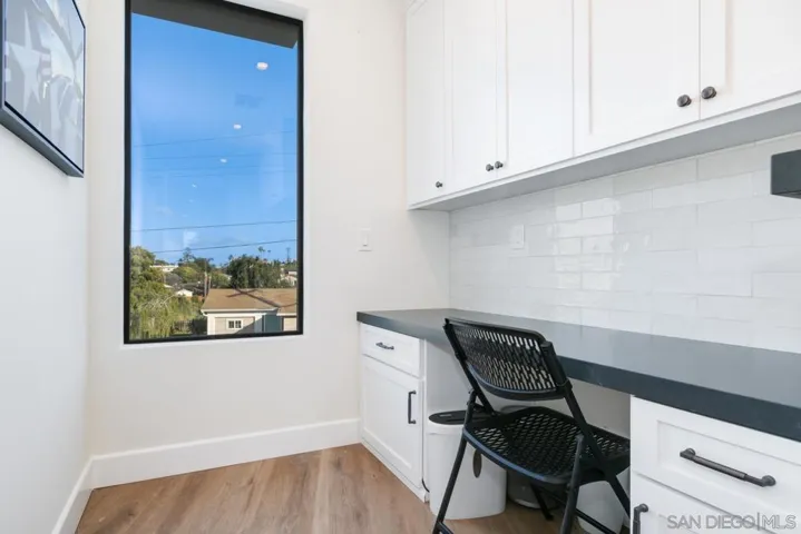 Dedicated office space in laundry room on second floor