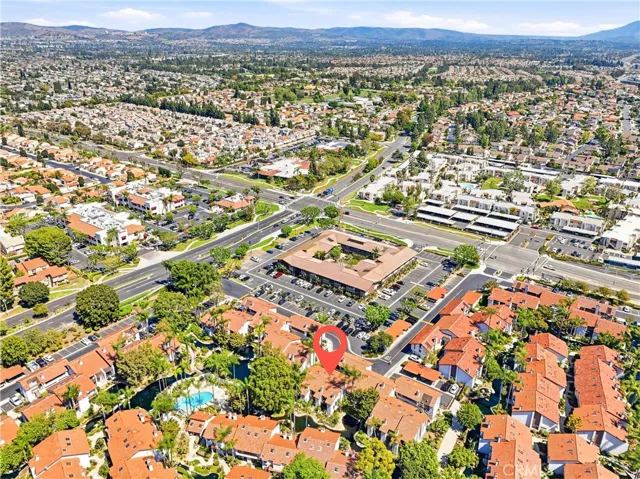Arial view of the complex from a distance looking East