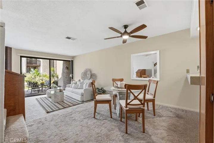 Open dinning area to the step down living room